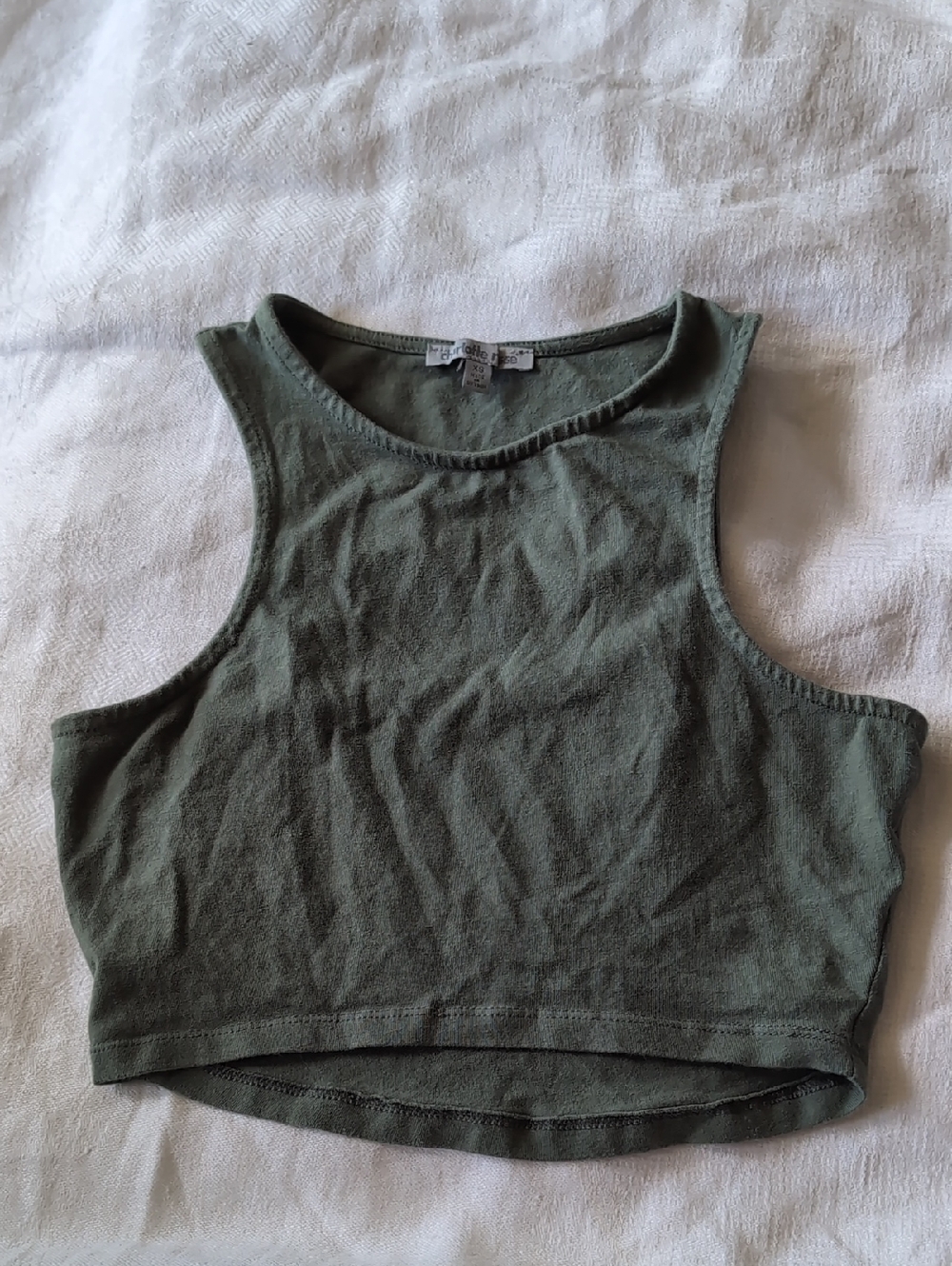 Charlotte Russe Olive Green Cropped Tank Top